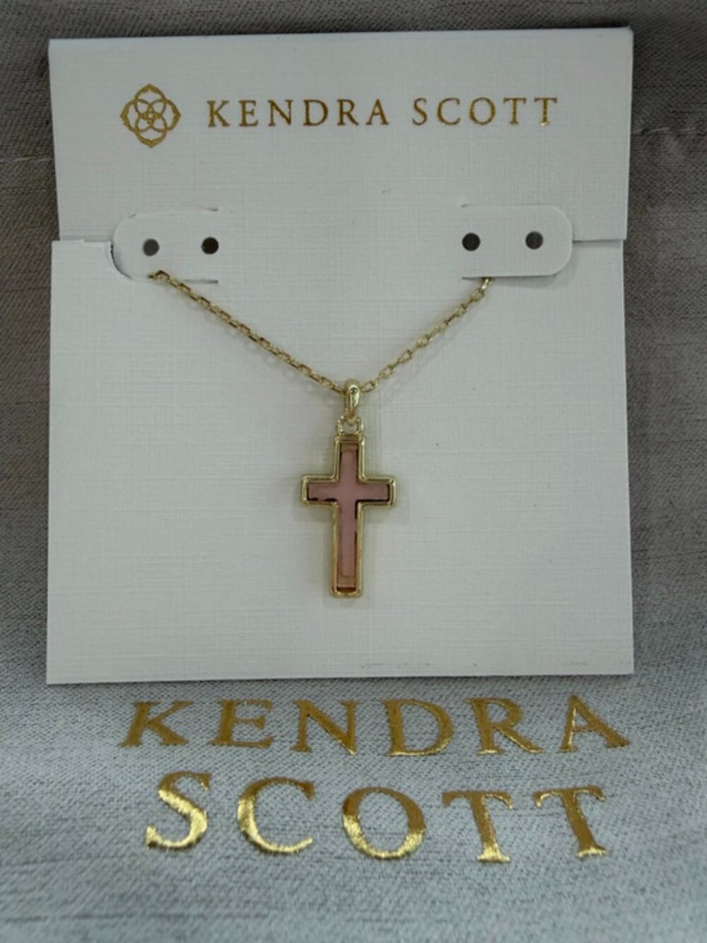 Kendra Scott pink cross necklace